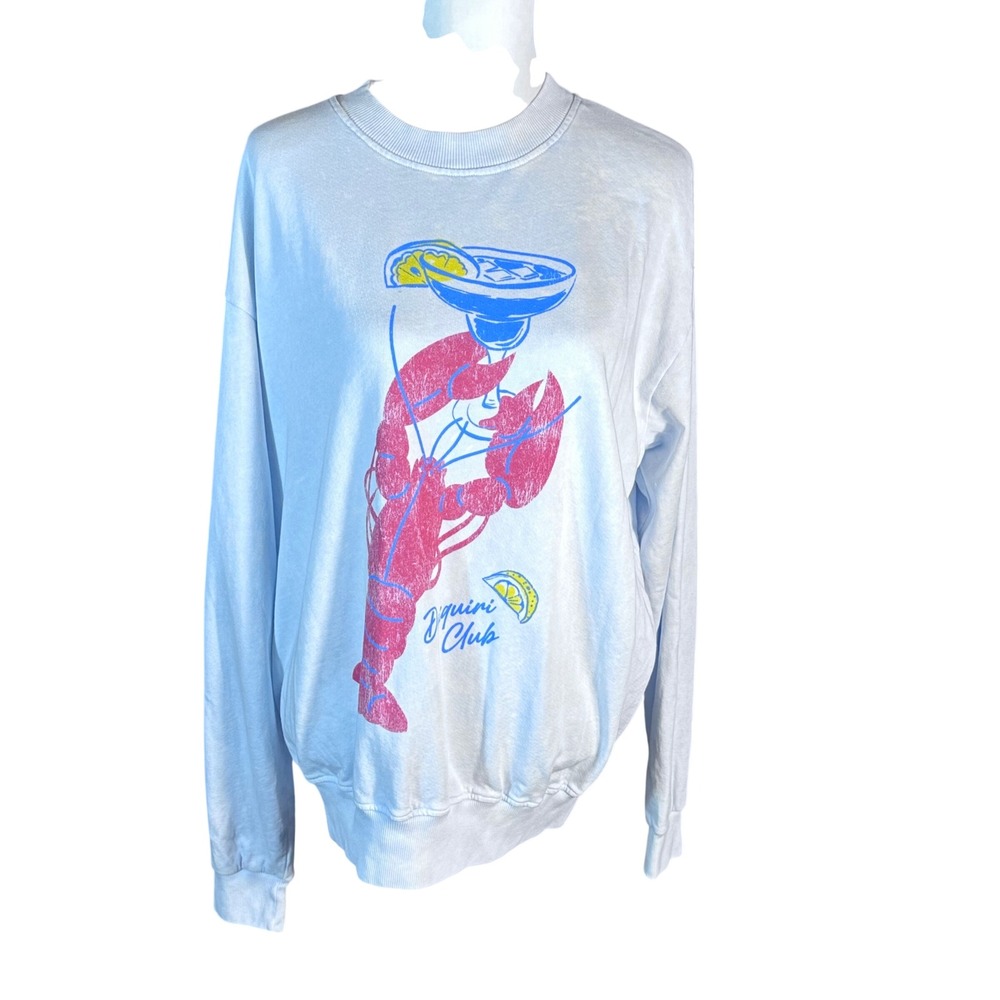 Vintage Point Sweatshirt NWOT Womens M Light Blue Lobster Daiquiri Club Pullover